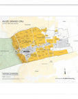 De Long Avize Grand Cru, Côte des Blancs Framed map highlighting Champagne’s Grand Cru vineyard areas.