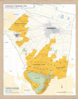 De Long's Chouilly Grand Cru, Côte des Blancs Framed map shows vineyard zones and landmarks of the Champagne village.