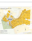 De Long's Cramant Grand Cru Côte des Blancs Framed map shows vineyard plots and labeled regions of Champagne.