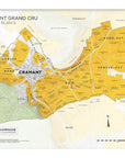The De Long Cramant Grand Cru, Côte des Blancs Framed map details subregions and nearby areas of the Champagne village.
