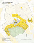 De Long Cuis Premier Cru, Côte des Blancs map with Premier Cru vineyard areas highlighted in yellow.