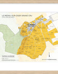 De Long’s Le Mesnil-sur-Oger Grand Cru, Côte des Blancs Framed map highlights vineyard sections in yellow.