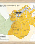 Le Mesnil-sur-Oger Grand Cru, Côte des Blancs Framed by De Long: vineyard map with labeled yellow-highlighted parcels.