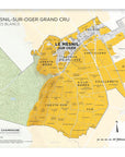 De Long Le Mesnil-sur-Oger Grand Cru, Côte des Blancs map: vineyard parcels and village shown in yellow and white.