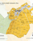 De Long’s Le Mesnil-sur-Oger Grand Cru, Côte des Blancs map—vineyards labeled, shaded orange, and nearby areas marked.