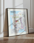 Metro Wine Map of France Art Print Framed