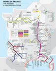 Metro Wine Map of France Art Print