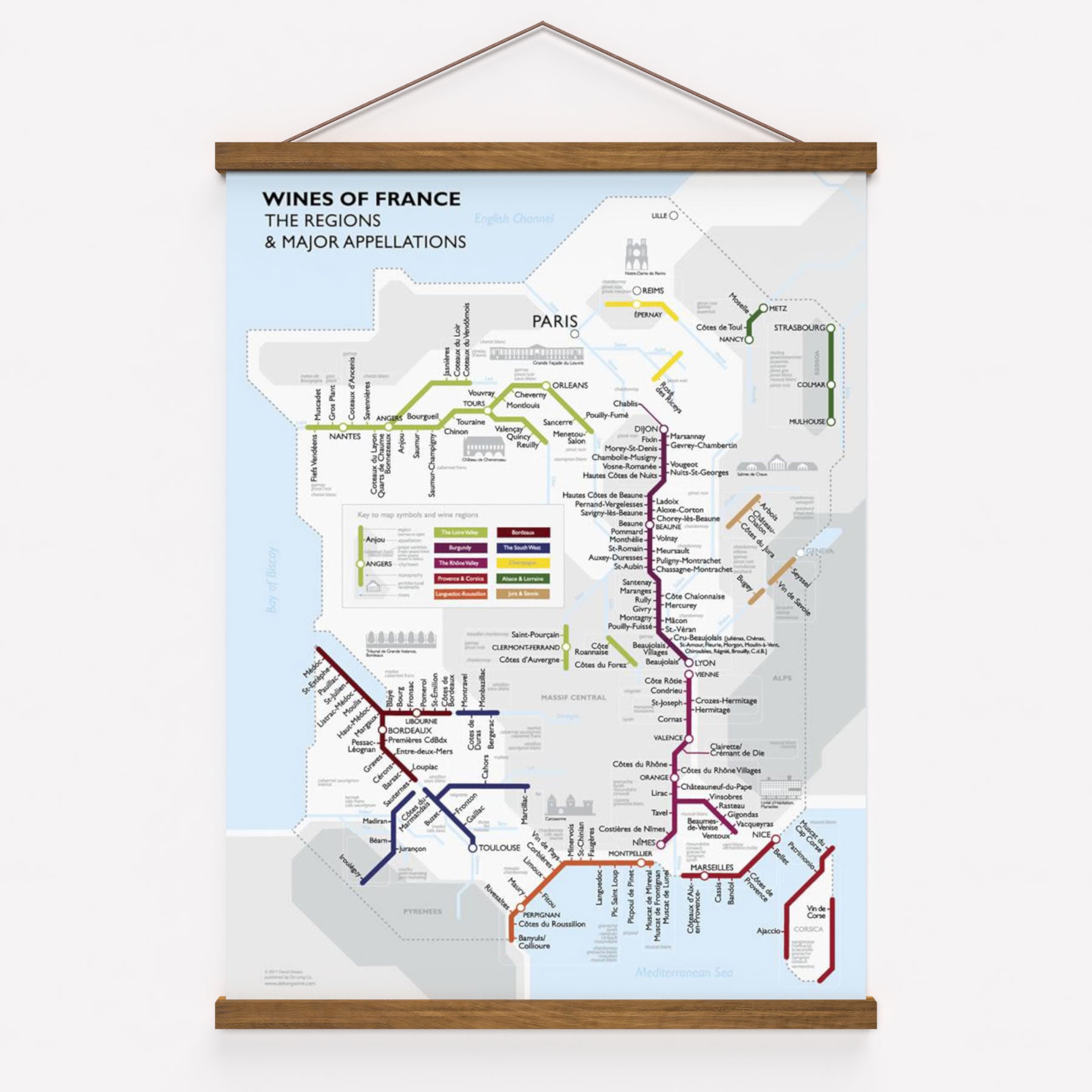 Metro Wine Map of France Framed
