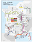 De Long Metro Wine Map of France Framed shows major wine regions in a unique metro-style design.