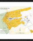 De Long Oger Grand Cru, Côte des Blancs Framed map shows Champagne vineyards and yellow-labeled subregions.