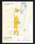 De Long’s Oiry Grand Cru, Côte des Blancs Framed map highlights vineyard areas and labeled sections in yellow.