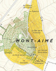 Topographic map of Vertus Premier Cru, Côte des Blancs, detailing contour lines, forests, vineyards, footpaths, and sites like La Gondatte and La Potence—perfect for mapping Champagne terroirs.