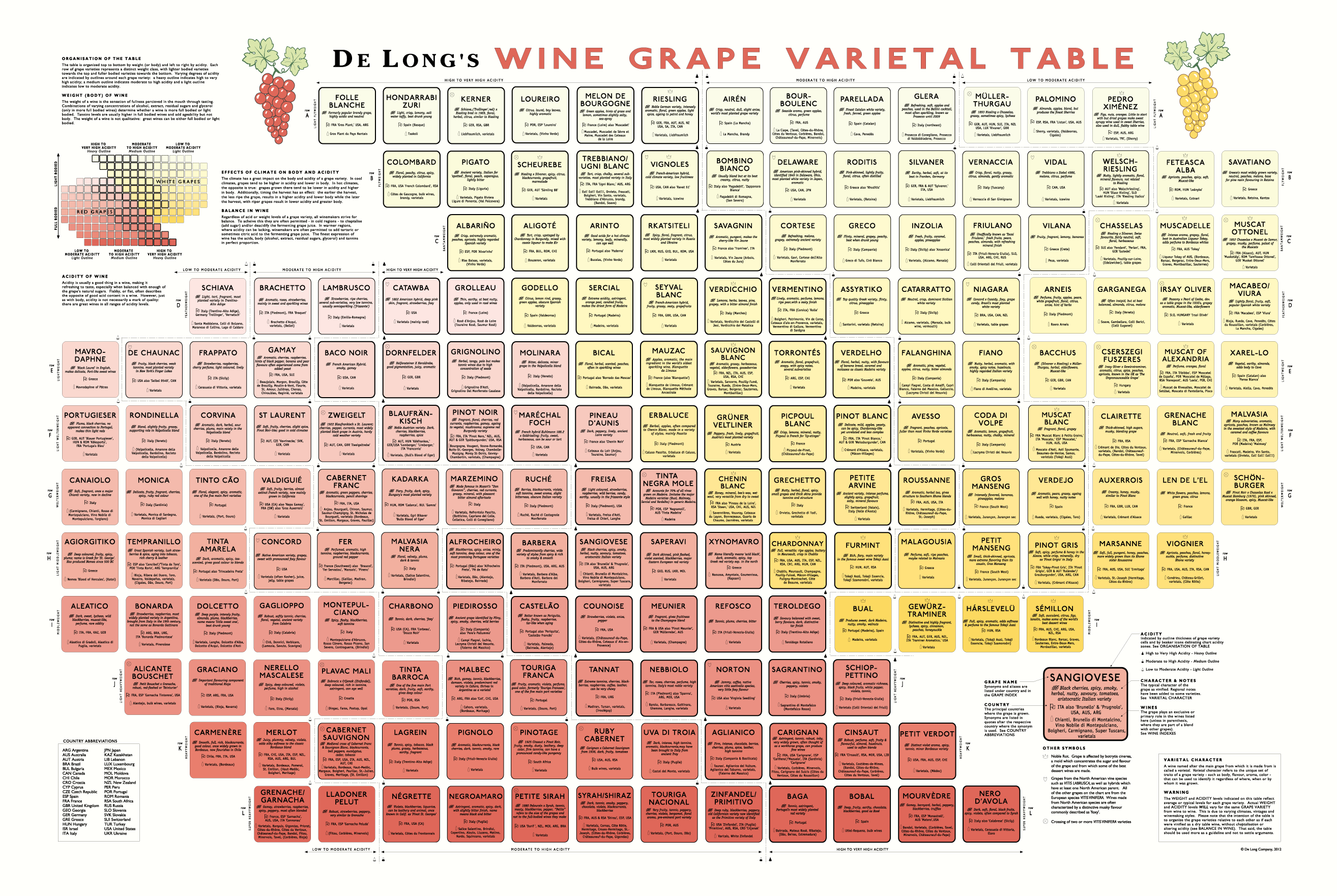 Wine Grape Varietal Table De Long wine-grape-varietal-table-de-long