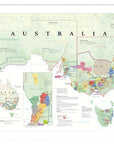 De Long’s Wine Map of Australia Framed displays detailed, labeled wine regions with colored boundaries.