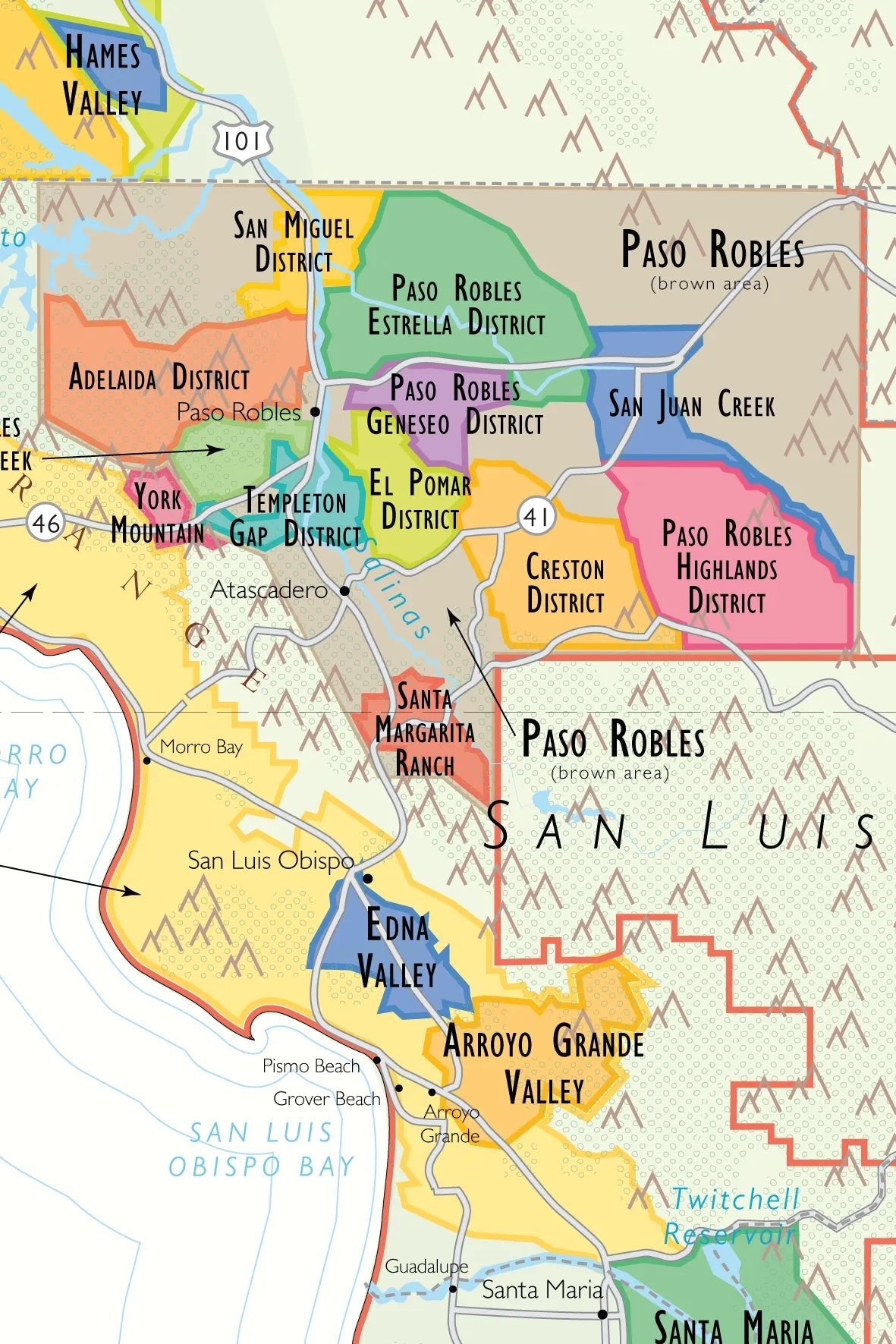 Wine Map of California | De Long