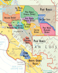 De Long Wine Map of California shows Paso Robles AVA subdistricts & nearby AVAs on premium matte paper.