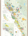 De Long Wine Map of California Framed, 24x36", details wine regions including southern California.