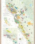 De Long Wine Map of California Framed, 24x36", details wine regions including southern California.