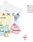 De Long Wine Map of France IGPs on premium matte paper with city populations and color-coded regions.