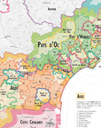 De Long Wine Map of France IGPs in Aude & Hérault, with labels, borders, on premium matte paper.