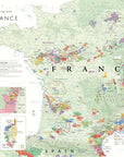 De Long Wine Map of France: detailed French wine regions, highlighted areas, key cities, and region labels.