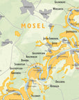 De Long Wine Map of Germany highlighting the Mosel region with vineyards like Würzgarten and Goldtröpfchen.