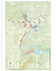 De Long Wine Map of Germany Framed features colorful wine regions, key, and detailed inset maps.