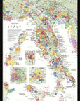 De Long Wine Map of Italy Framed shows DOC/DOCG regions with colored labels for each wine type.