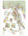 De Long Wine Map of Italy Framed displays Italian wine regions, color-coded with key at bottom right.