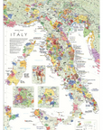 De Long’s Wine Map of Italy Framed highlights wine regions, appellations, and major cities in color.