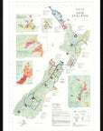 De Long Wine Map of New Zealand Framed shows key wine regions and vineyards—ready to hang.