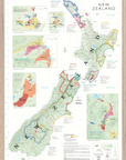 De Long's Wine Map of New Zealand Framed—wall-ready, shows wine regions, vineyards, and key growing areas.