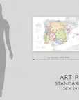 Wine Map of Spain & Portugal IGPs - Art Print