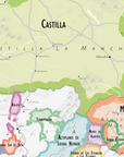 De Long’s Wine Map of Spain & Portugal IGPs shows Castilla-La Mancha and borders with Córdoba and Murcia.