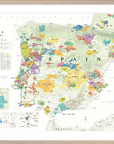 De Long Wine Map of Spain & Portugal Framed, 24x36", features colorful regions, labels, and a clear legend.