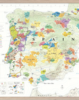 De Long Wine Map of Spain & Portugal Framed, 24"x36", color-coded regions, rivers, borders & legend.