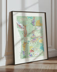 Wine Map of the Pacific Northwest - Art Print