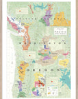 De Long Wine Map of the Pacific Northwest Framed highlights Oregon & Washington AVAs and British Columbia regions.