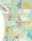 Wine Map of The Pacific Northwest Art Print | De Long