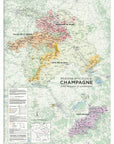 De Long Wine Regions of Champagne Framed: A wood-framed A1 map highlighting key Champagne areas in France.