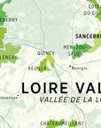 De Long Wine Regions of France Vino One map highlights Loire Valley areas: Sancerre, Pouilly-Fumé, Quincy, Reuilly.