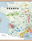 Wine Regions of France Vino One Framed by De Long: wood-framed map featuring Bordeaux, Champagne, Burgundy & more.