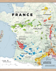 Wine Regions of France Vino One Framed by De Long: wood-framed map featuring Bordeaux, Champagne, Burgundy & more.