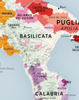 De Long's Wine Regions of Italy Vino One map highlights Basilicata, Calabria, and Puglia in southern Italy.