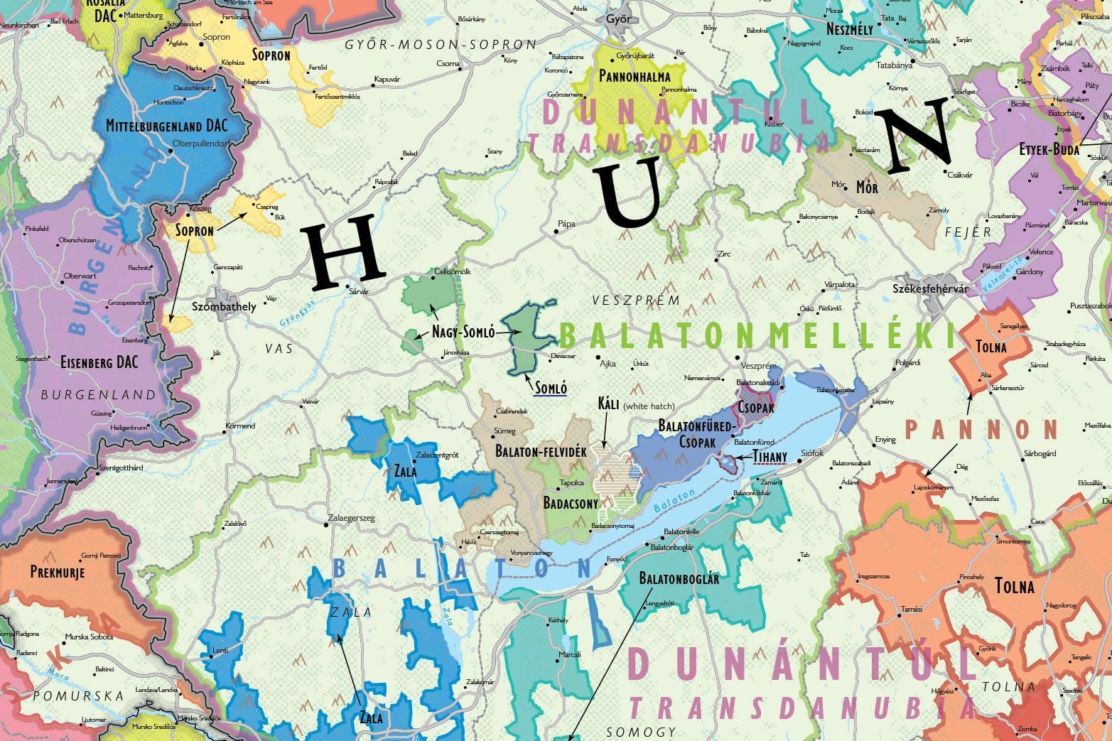 Wine Map of Austria &amp; Hungary - Digital Edition Detail