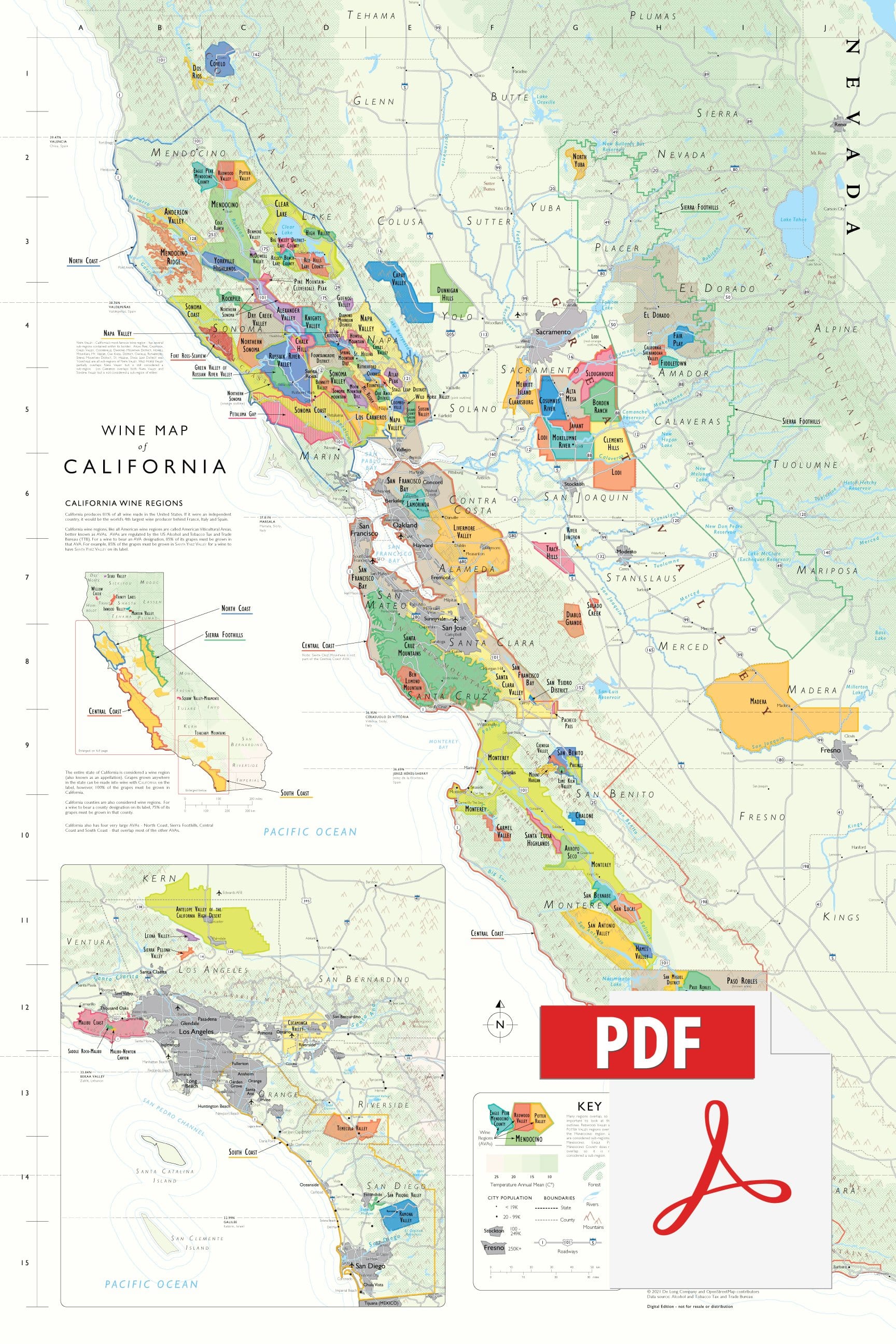 Wine Map of California - Digital Edition
