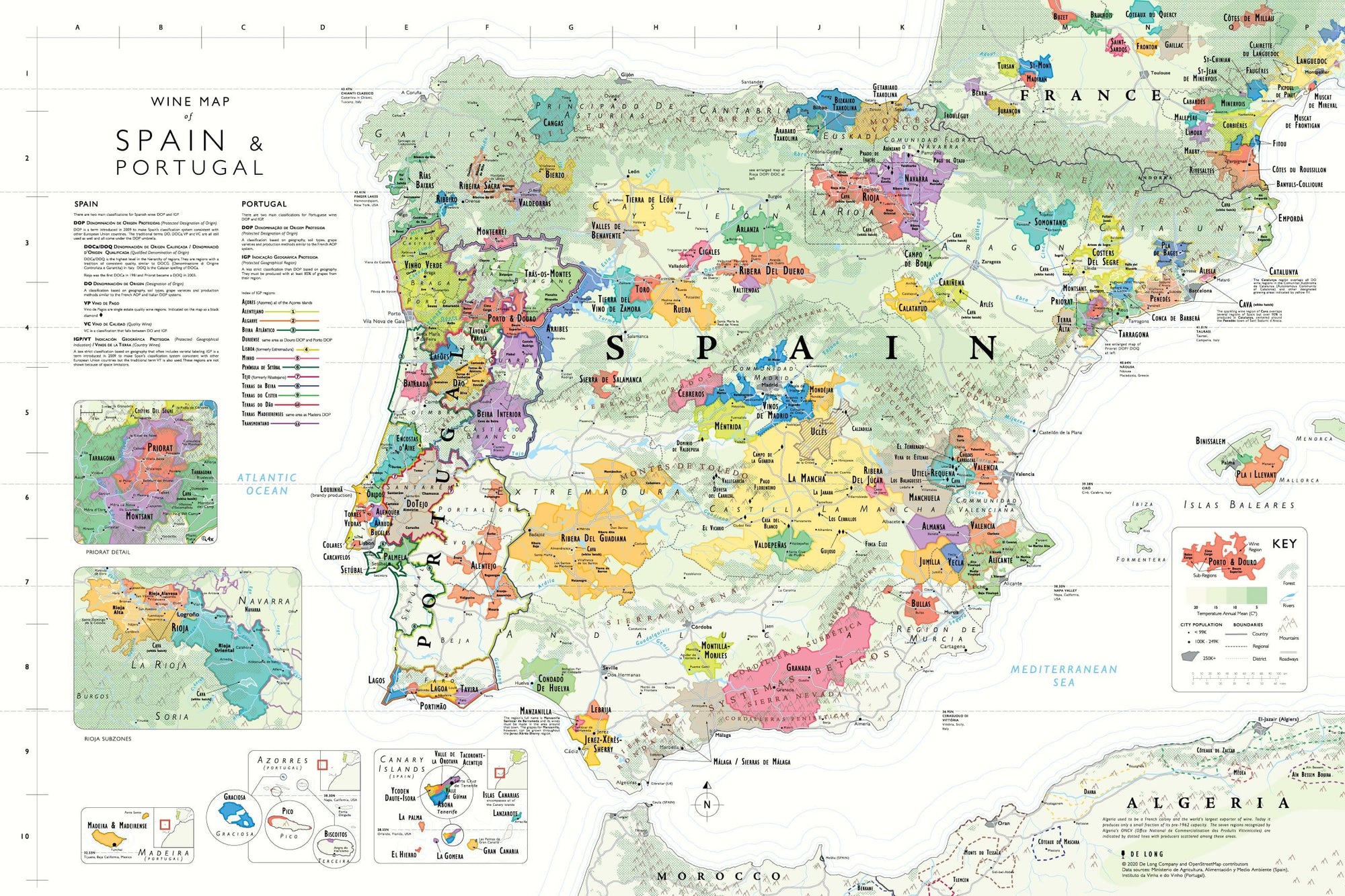 Wine Map of Spain and Portugal - De Long