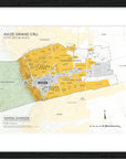 De Long’s Avize Grand Cru, Côte des Blancs Framed map highlights labeled vineyard areas in this Champagne village.