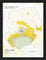 De Long’s Grauves Premier Cru, Côte des Blancs map: black & white with yellow vineyards and labeled regions, framed.