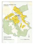 De Long’s Grauves Premier Cru, Côte des Blancs Framed map details and highlights Champagne vineyard sections.